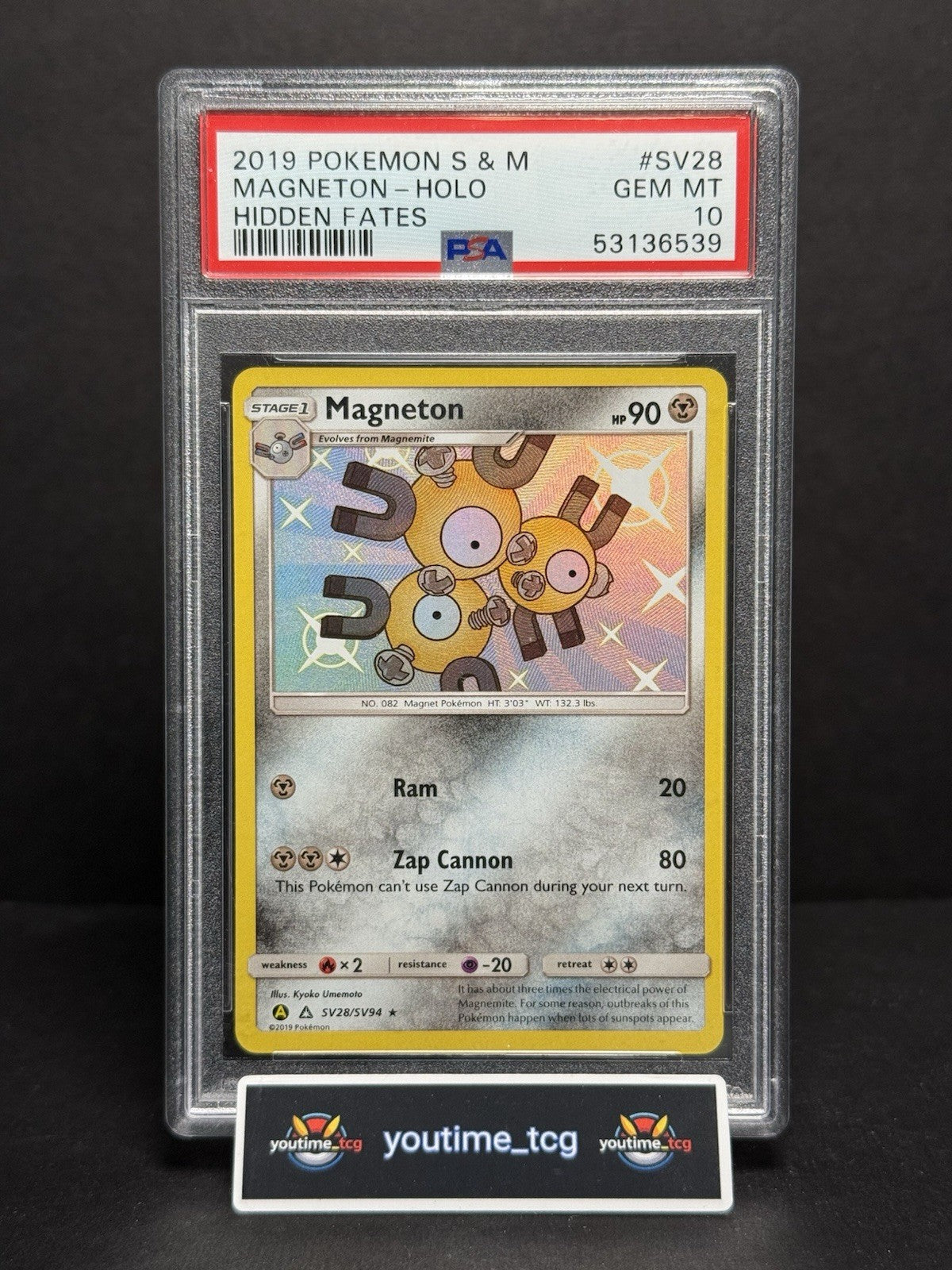 2019 Pokemon Sun & Moon Hidden Fates Magneton-Holo #SV28 PSA 10