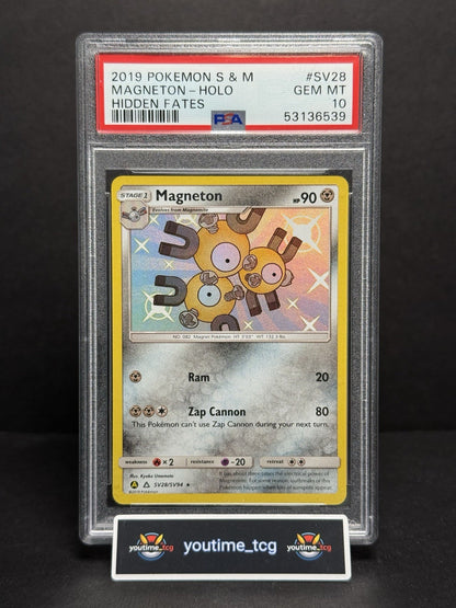 2019 Pokemon Sun & Moon Hidden Fates Magneton-Holo #SV28 PSA 10
