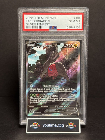 2022 Pokemon Sword & Shield Silver Tempest Fa Regidrago V #184 PSA 10