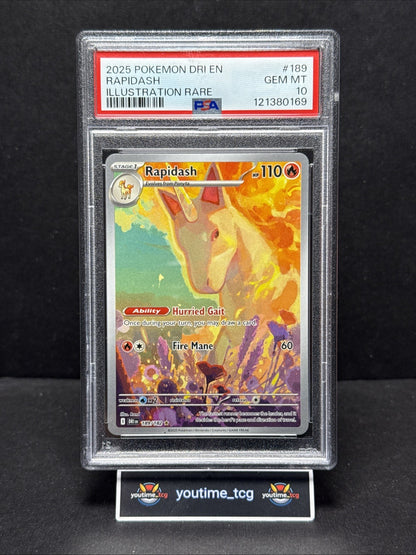 2025 Pokemon Dri En-Destined Rivals Illustration Rare Rapidash #189 PSA 10
