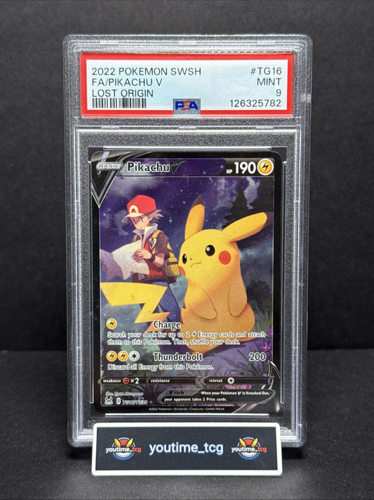 2022 Pokemon Sword & Shield Lost Origin Fa Pikachu V #TG16 PSA 9