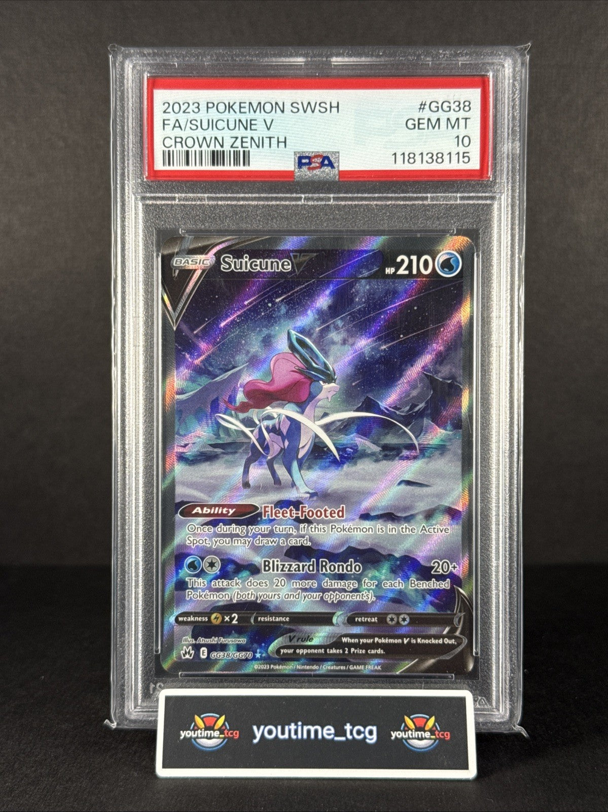 2023 Pokemon Sword And Shield Crown Zenith Fa Suicune V #GG38 PSA 10