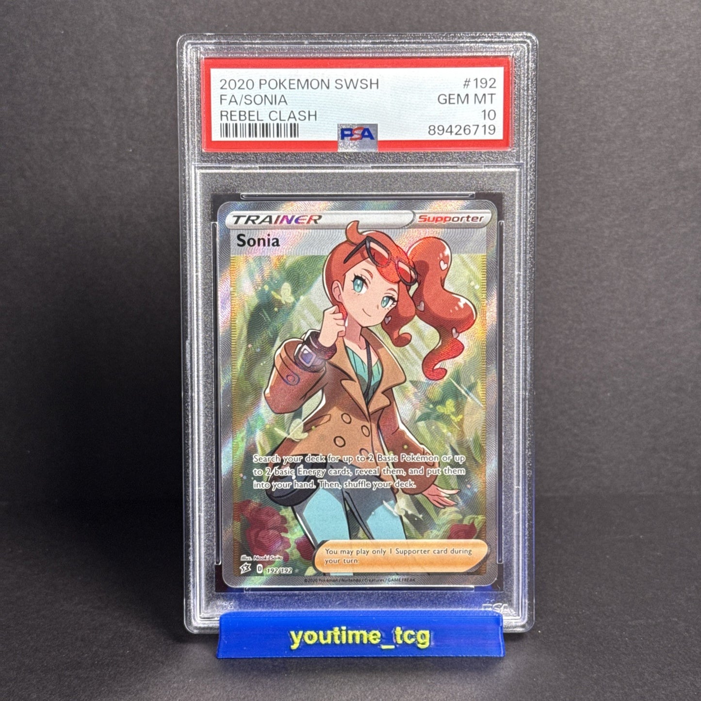 2020 Pokemon Sword & Shield Rebel Clash Fa Sonia #192 PSA 10