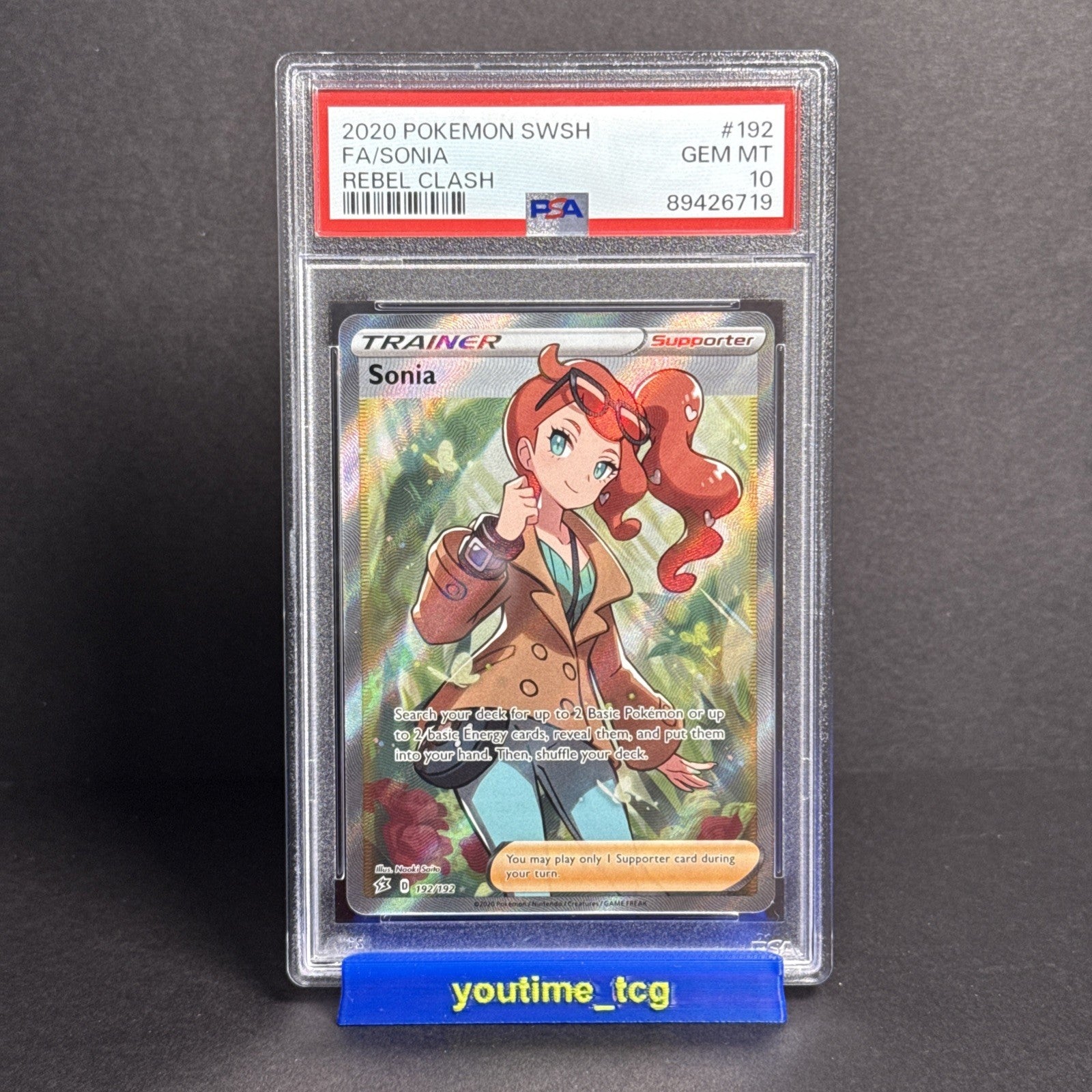 2020 Pokemon Sword & Shield Rebel Clash Fa Sonia #192 PSA 10