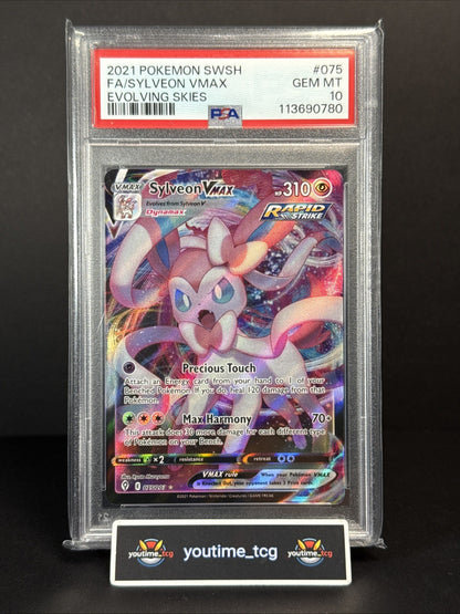 2021 Pokemon Sword & Shield Evolving Skies Fa Sylveon Vmax #075 PSA 10