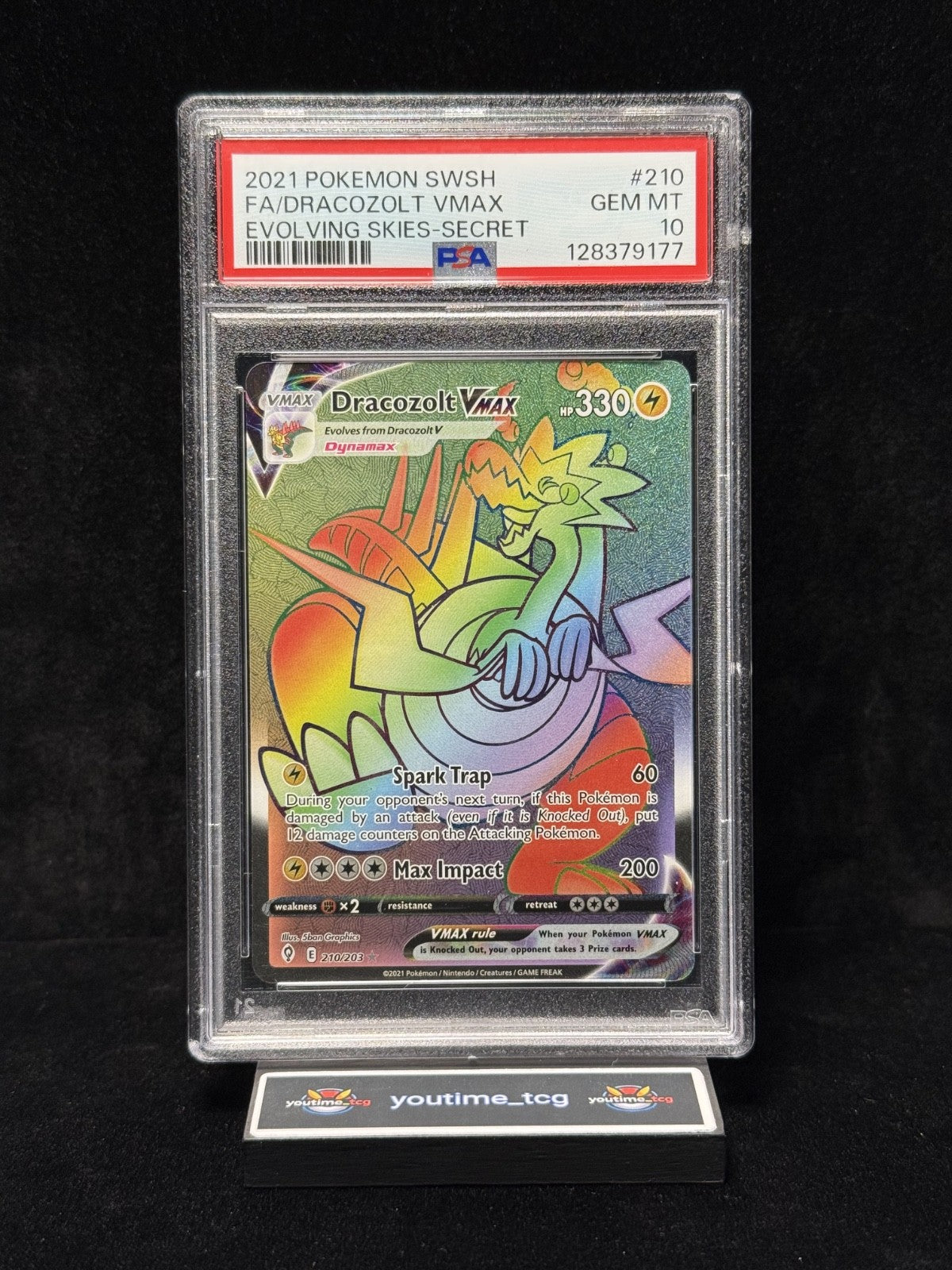 2021 Pokemon Sword & Shield Evolving Skies Fa Secret Dracozolt Vmax #210 PSA 10