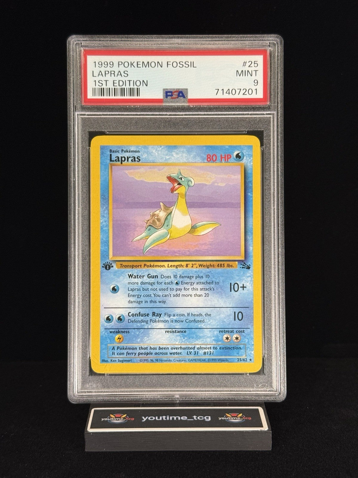 1999 Pokemon Fossil 1st Edition Lapras #25 PSA 9