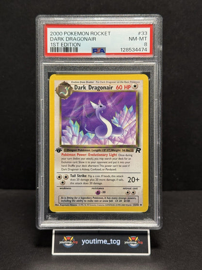 2000 Pokemon Rocket 1st Edition Dark Dragonair #33 PSA 8