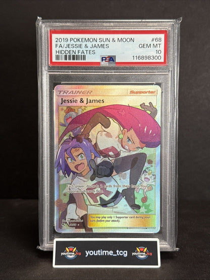 2019 Pokemon Sun & Moon Hidden Fates Fa Jessie & James #68 PSA 10