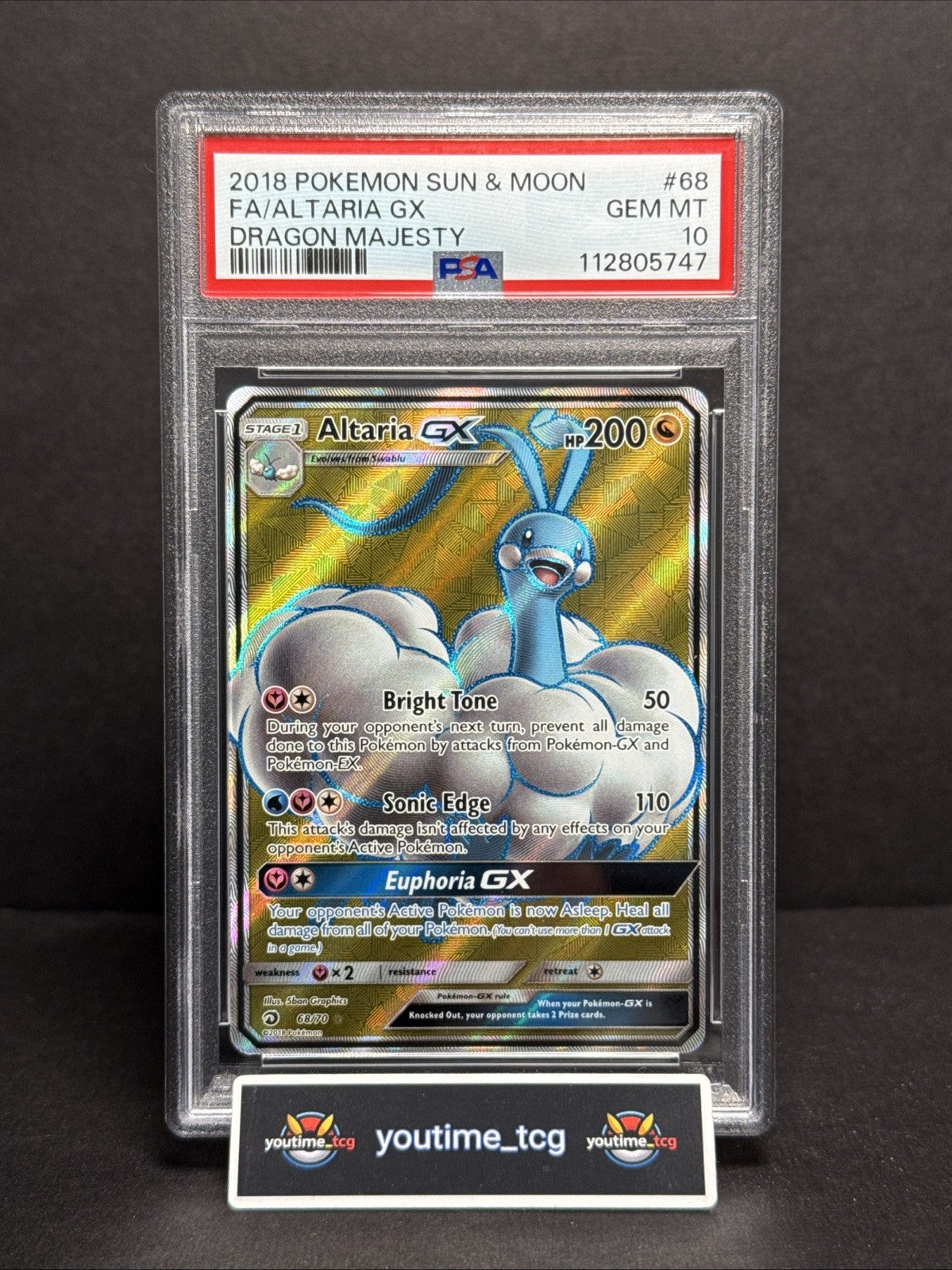 2018 Pokemon Sun & Moon Dragon Majesty Fa Altaria Gx #68 PSA 10