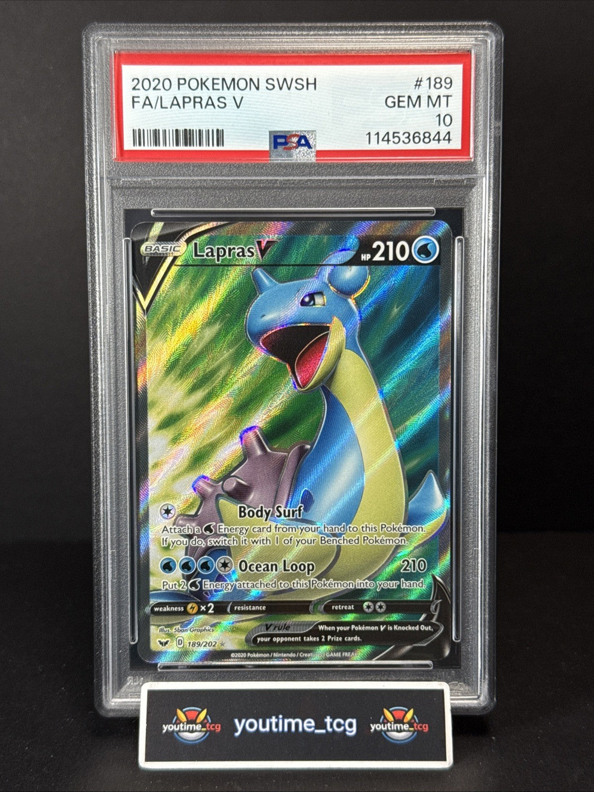2020 Pokemon Sword & Shield Fa Lapras V #189 PSA 10