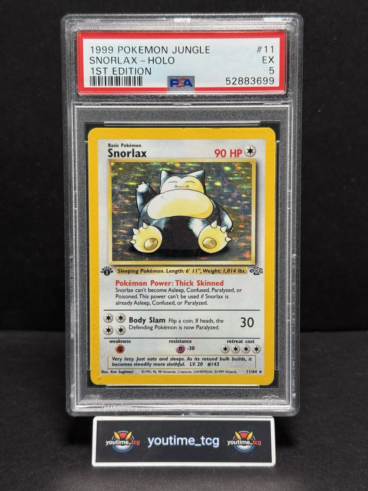 1999 Pokemon Jungle 1st Edition Holo Snorlax #11 PSA 5