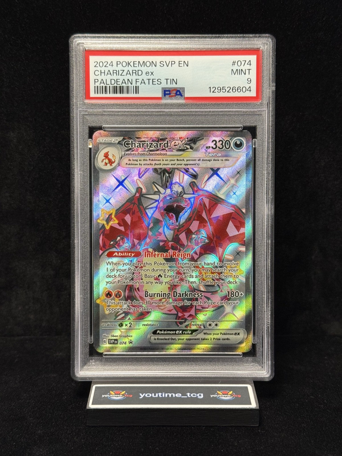 2024 Svp En-Sv Black Star Promo Paldean Fates Tin Charizard Ex #074 PSA 9