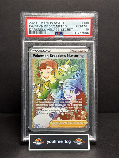 2020 S&S Darkness Ablaze Fa Secret Pokemon Breeder's Nurturing #195 PSA 10