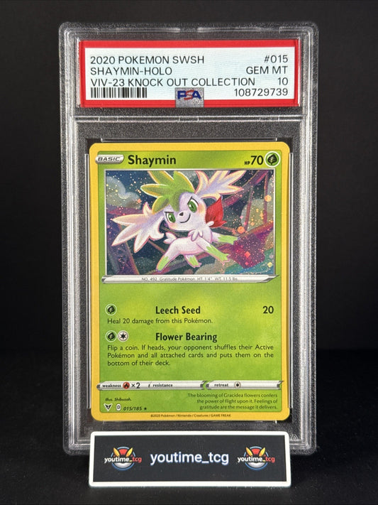 2020 Pokemon S&S VV Viv-23 Knock Out Collection Shaymin-Holo #015 PSA 10 POP 5