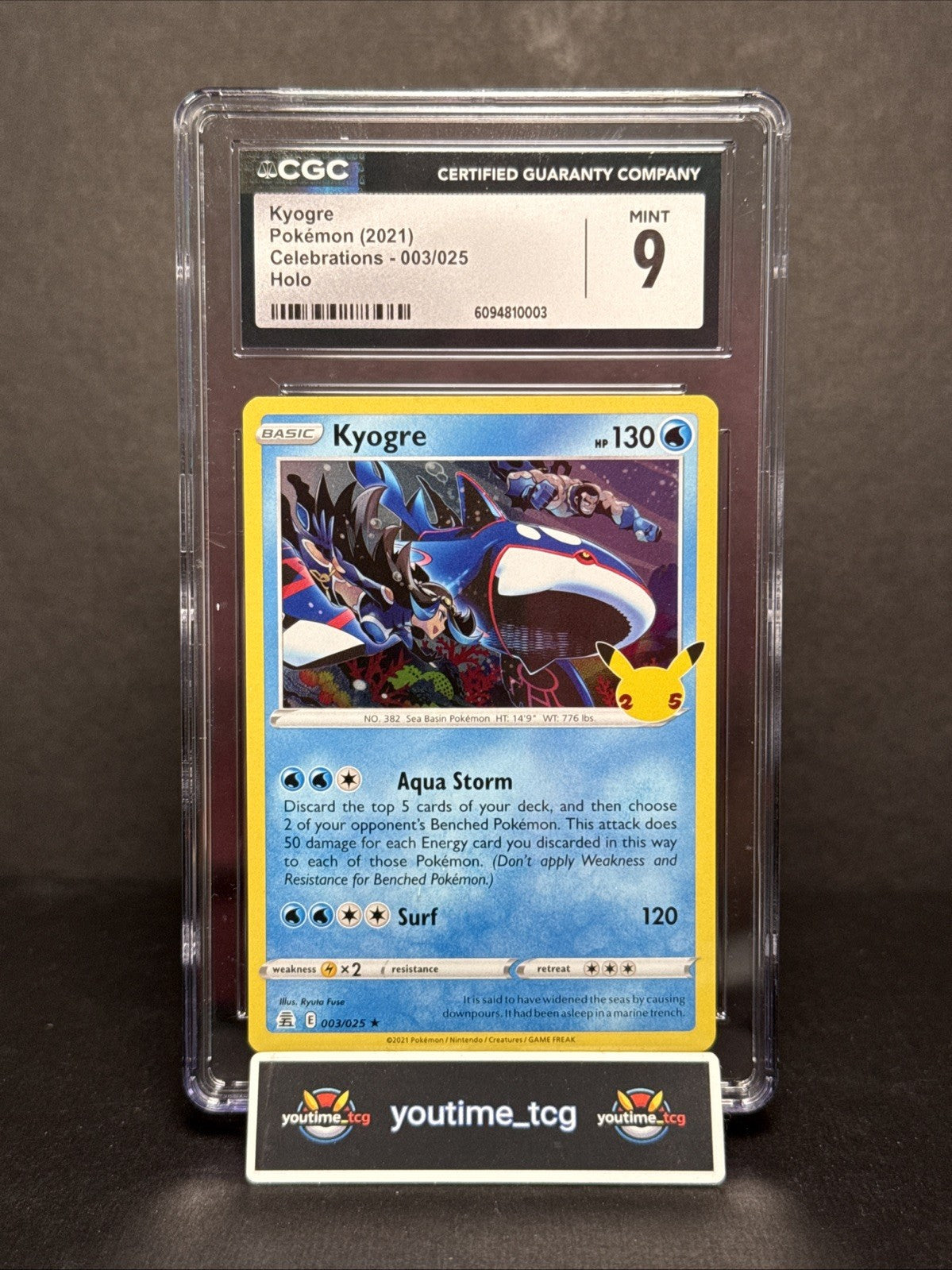 2021 Celebrations Holo Kyogre #003 CGC 9
