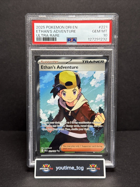 2025 Pokemon Dri En-Destined Rivals Ultra Rare Ethan's Adventure #221 PSA 10