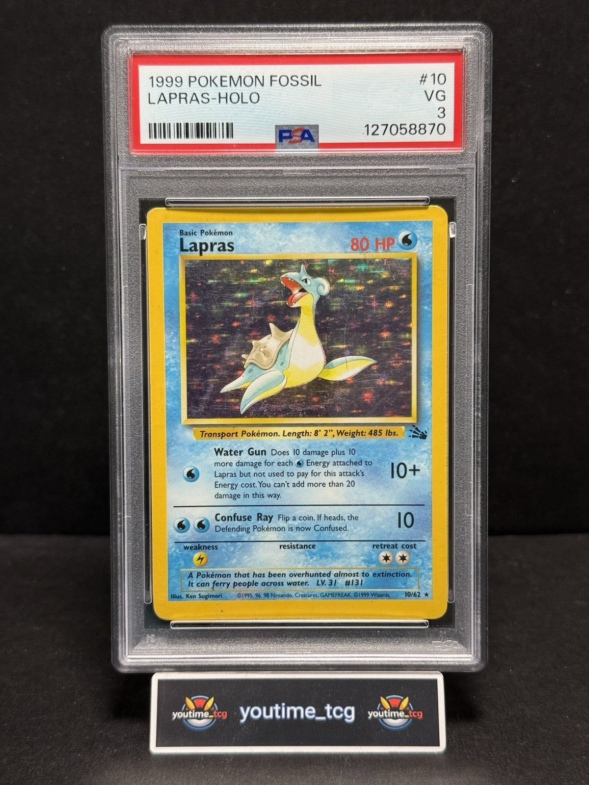 1999 Pokemon Fossil Holo Lapras #10 PSA 3