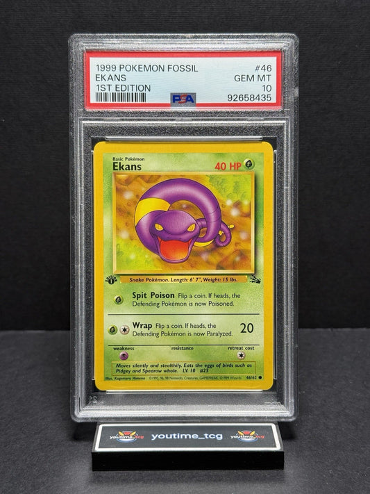 1999 Pokemon Fossil 1st Edition Ekans #46 PSA 10