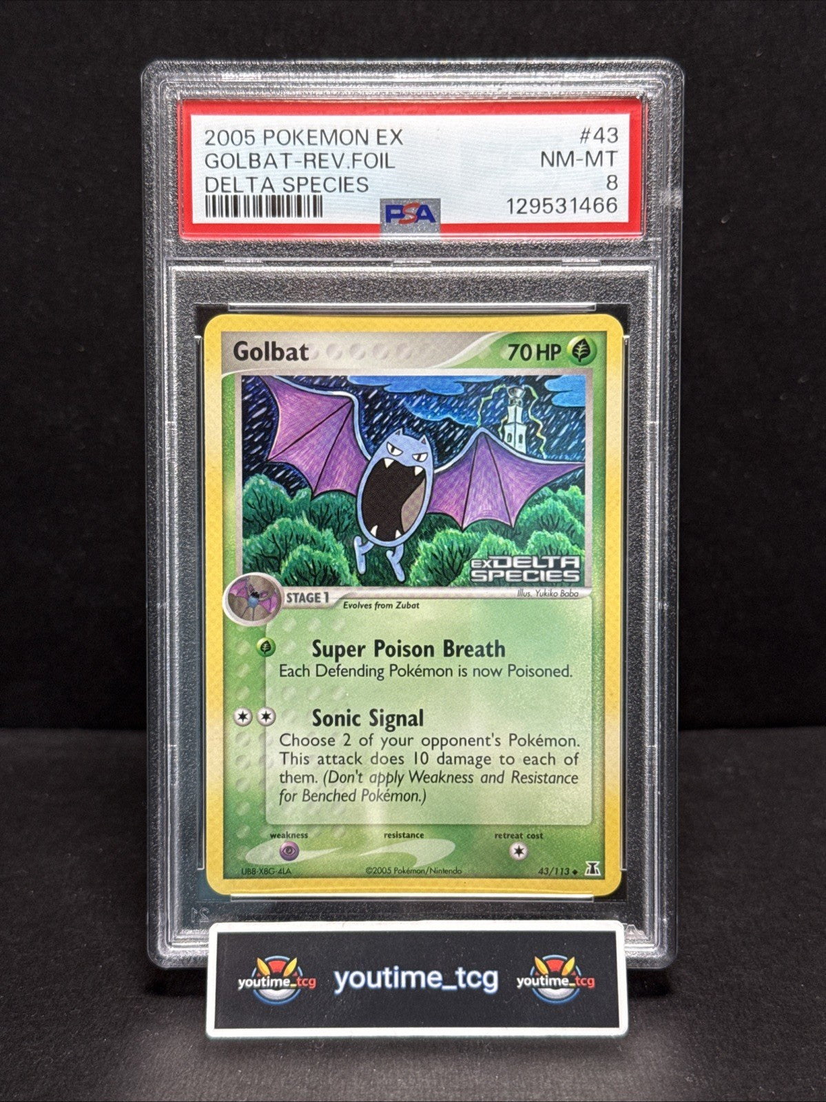 2005 Pokemon Ex Delta Species Reverse Foil Golbat #43 PSA 8
