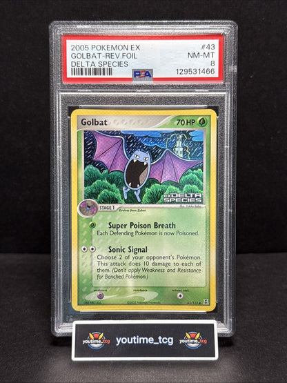 2005 Pokemon Ex Delta Species Reverse Foil Golbat #43 PSA 8