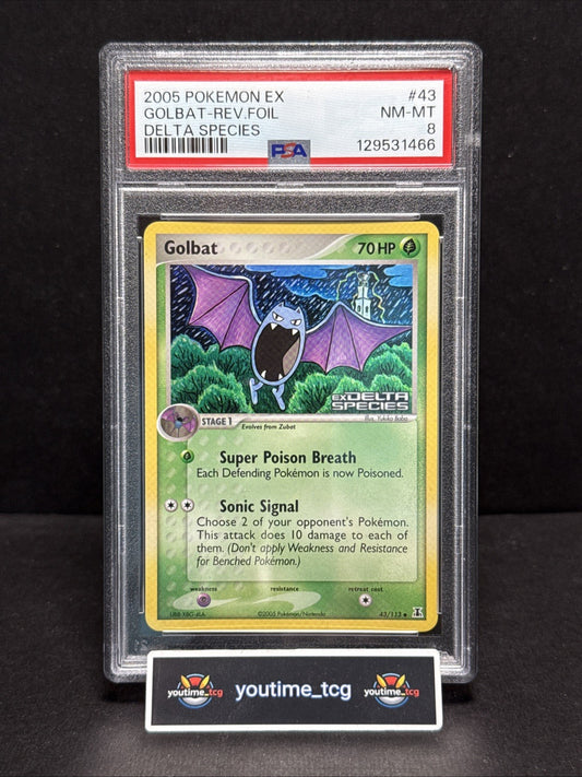 2005 Pokemon Ex Delta Species Reverse Foil Golbat #43 PSA 8