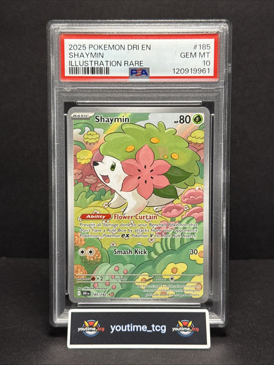 2025 Pokemon Dri En-Destined Rivals Illustration Rare Shaymin #185 PSA 10