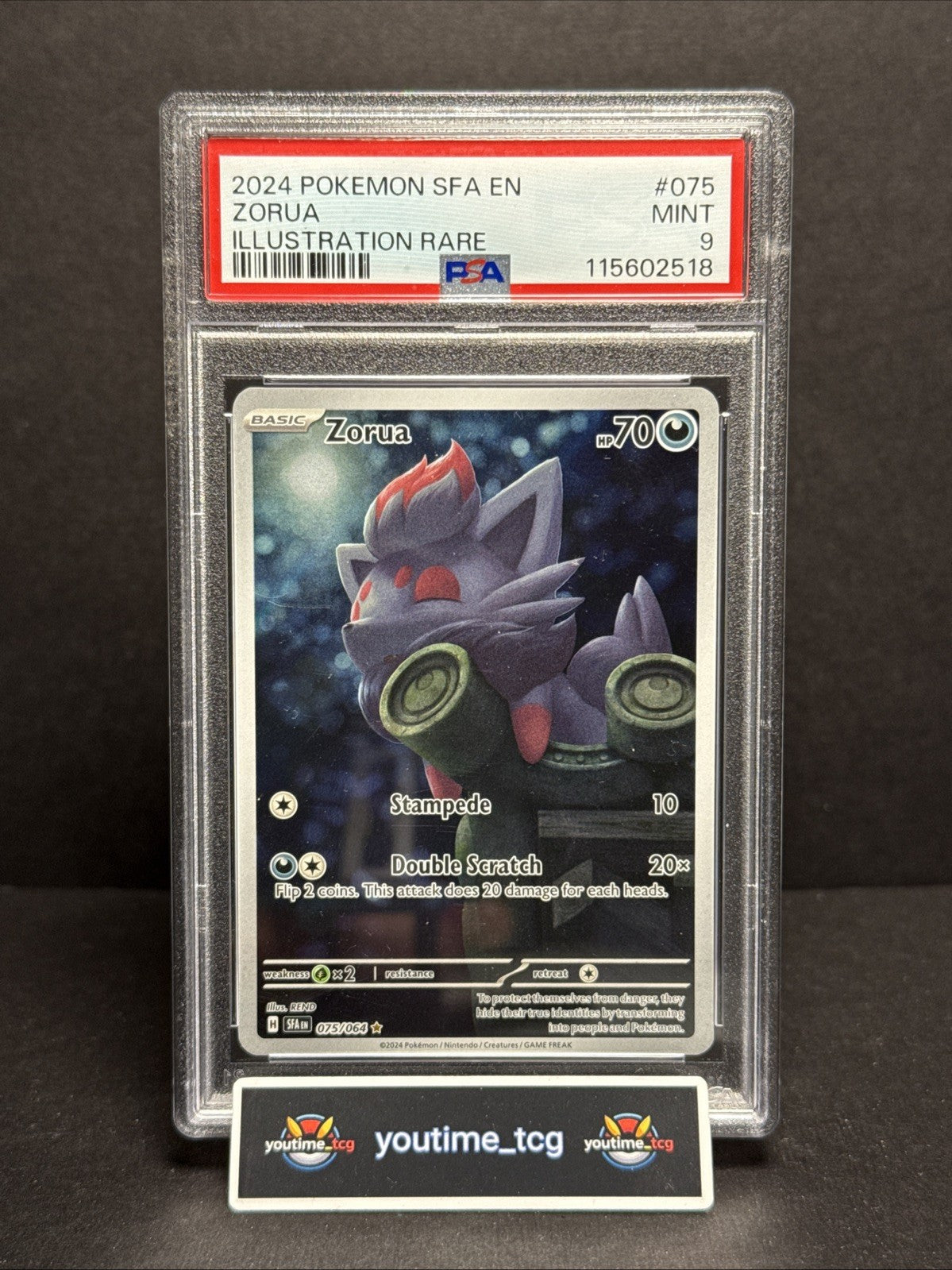 2024 Pokemon Sfa En-Shrouded Fable Illustration Rare Zorua #075 PSA 9