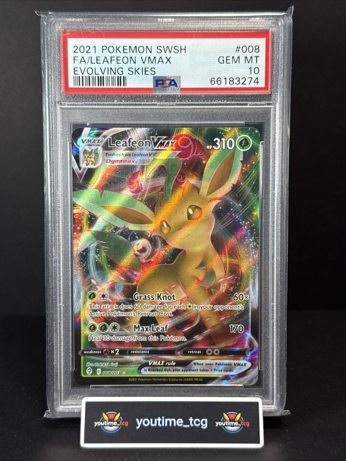 2021 Pokemon Sword & Shield Evolving Skies Fa Leafeon Vmax #008 PSA 10