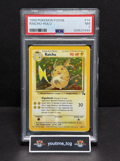 1999 Pokemon Fossil Raichu #14 PSA 7