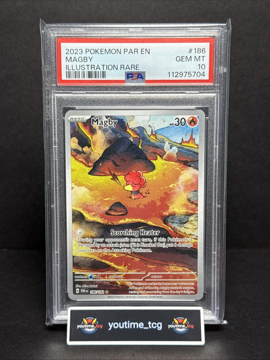 2023 Pokemon Par En-Paradox Rift Illustration Rare Magby #186 PSA 10