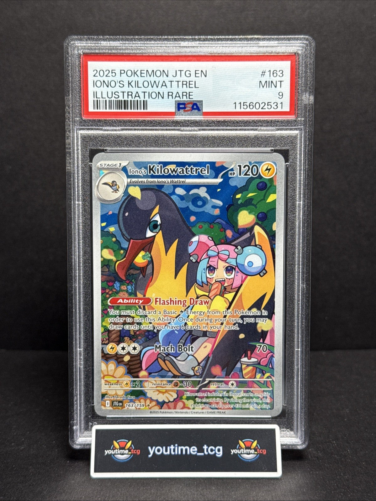 2025 Pokemon Jtg En-Journey Together IR Iono's Kilowattrel #163 PSA 9
