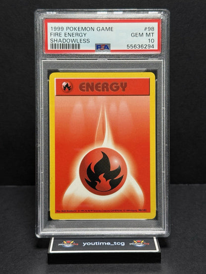 1999 Pokemon Game Shadowless Fire Energy #98 PSA 10