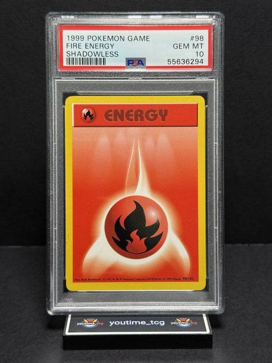 1999 Pokemon Game Shadowless Fire Energy #98 PSA 10