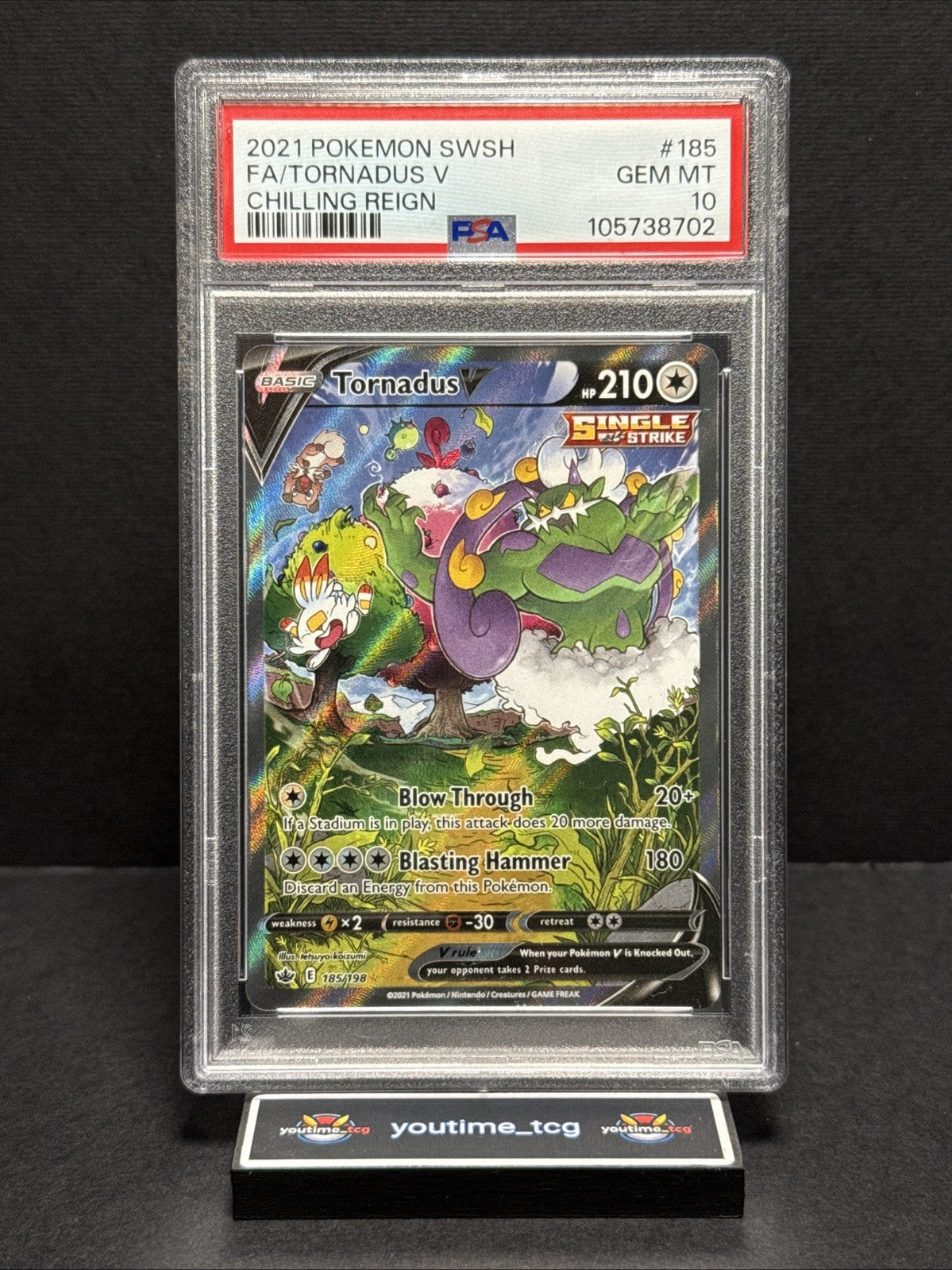 2021 Pokemon Sword & Shield Chilling Reign Fa Tornadus V #185 PSA 10