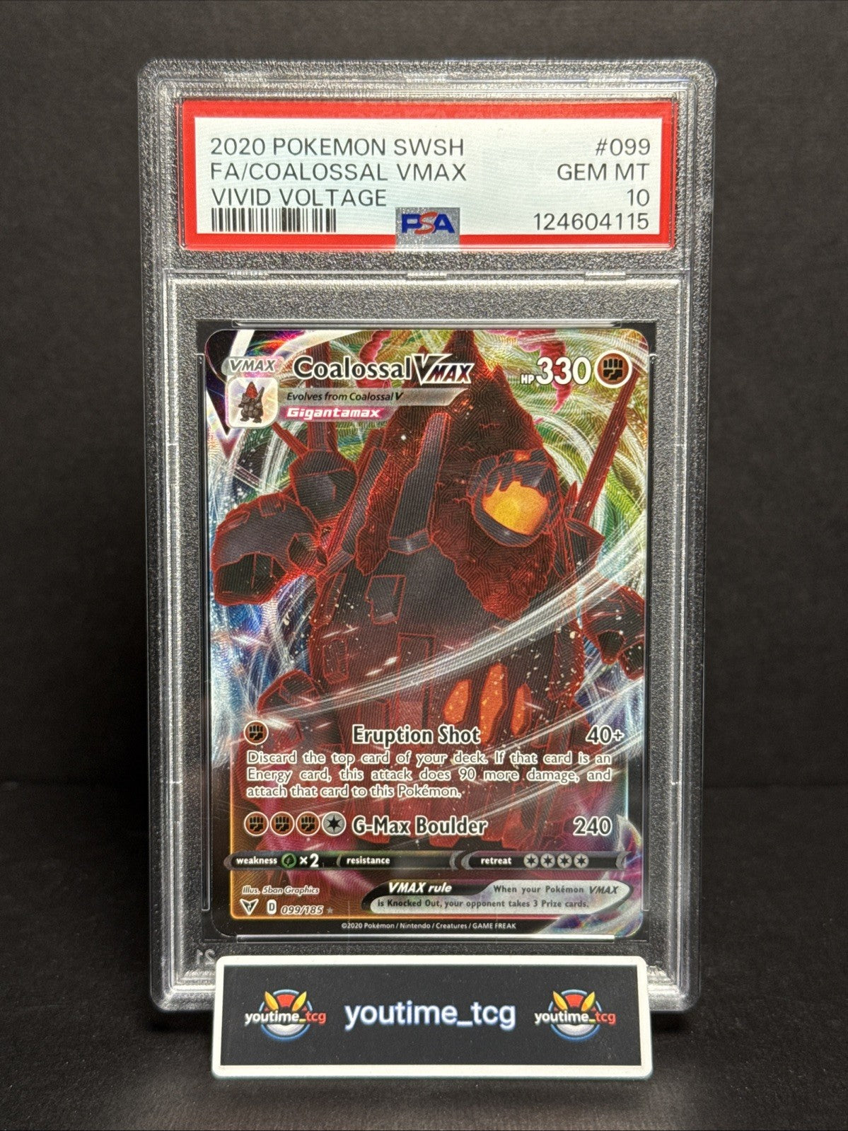 2020 Pokemon Sword & Shield Vivid Voltage Fa Coalossal Vmax #099 PSA 10
