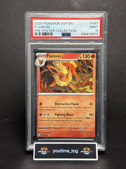 2025 Pokemon Svp En-Sv Black Star Promo Pre Poster Collection Flareon #167 PSA 9
