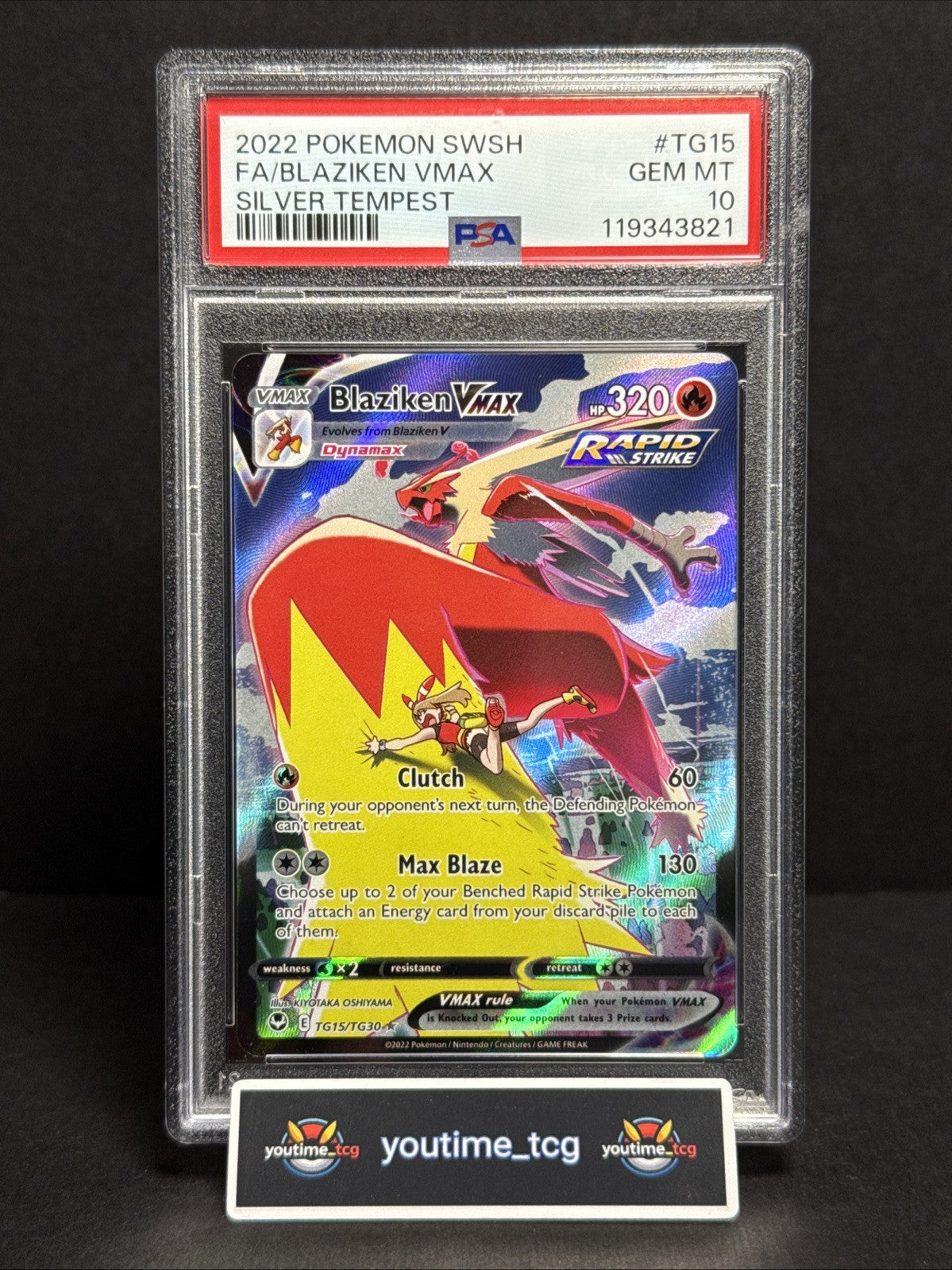 2022 Pokemon Sword & Shield Silver Tempest Fa Blaziken Vmax #TG15 PSA 10