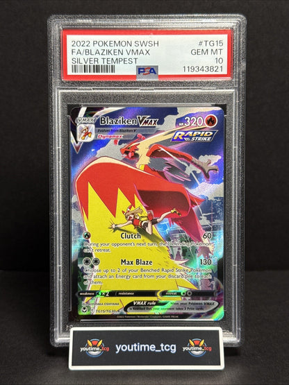 2022 Pokemon Sword & Shield Silver Tempest Fa Blaziken Vmax #TG15 PSA 10
