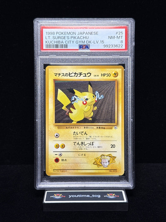 1998 Pokemon Japanese Kuchiba City Gym Deck Lt. Surge's Pikachu #25 PSA 8
