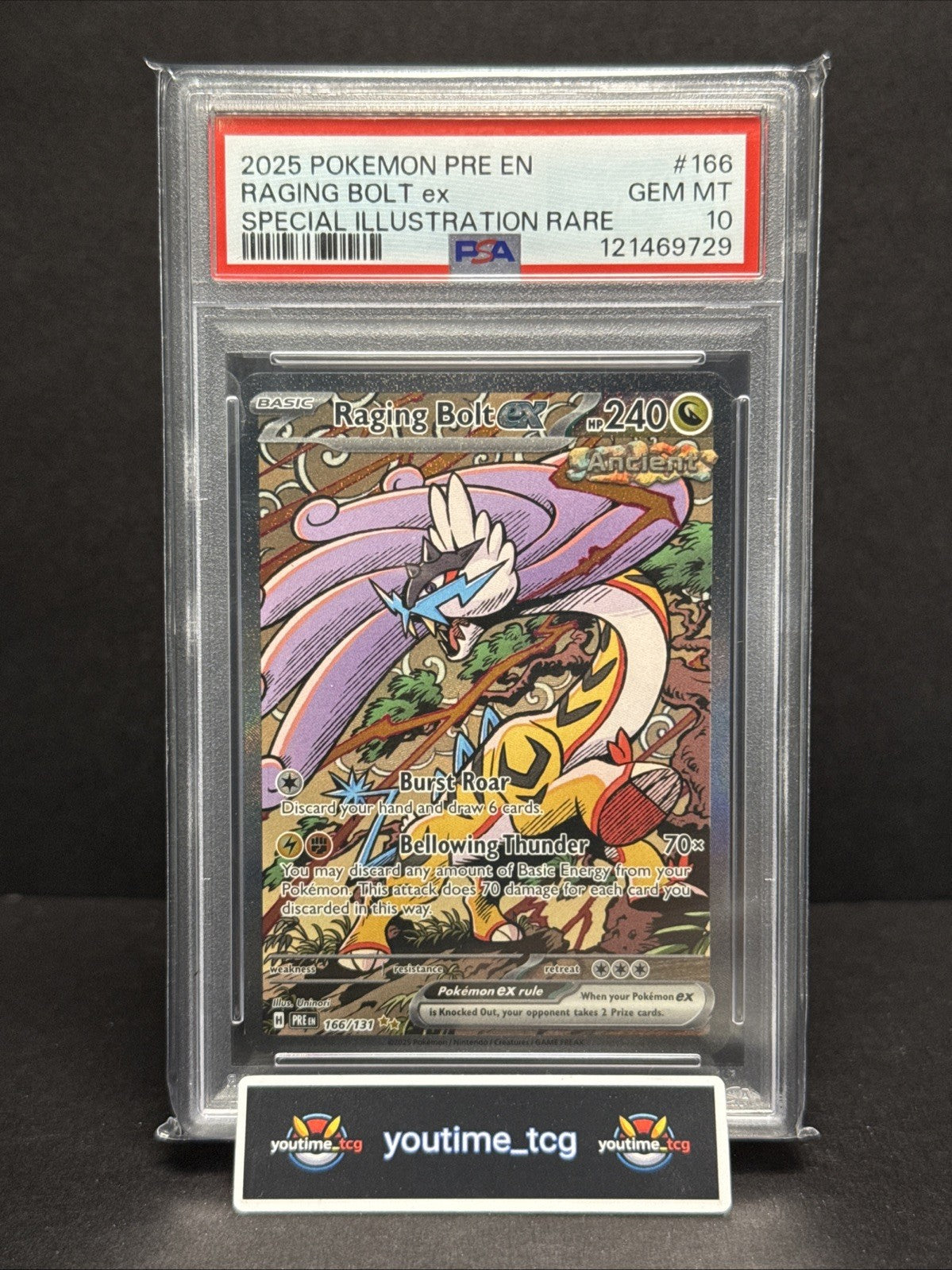 2025 Pokemon Pre En-Prismatic Evolutions SIR Raging Bolt Ex #166 PSA 10