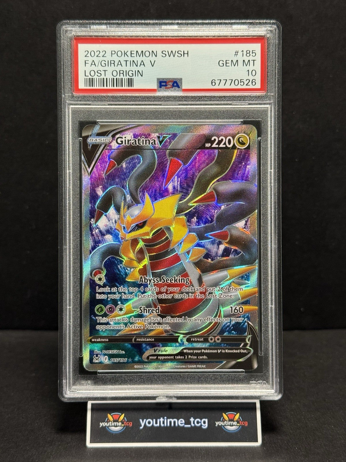 2022 Pokemon Sword & Shield Lost Origin Fa Giratina V #185 PSA 10