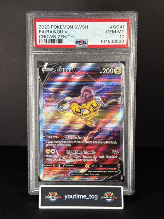 2023 Pokemon Sword & Shield: Crown Zenith Ultra Rare Raikou V #GG41 PSA 10