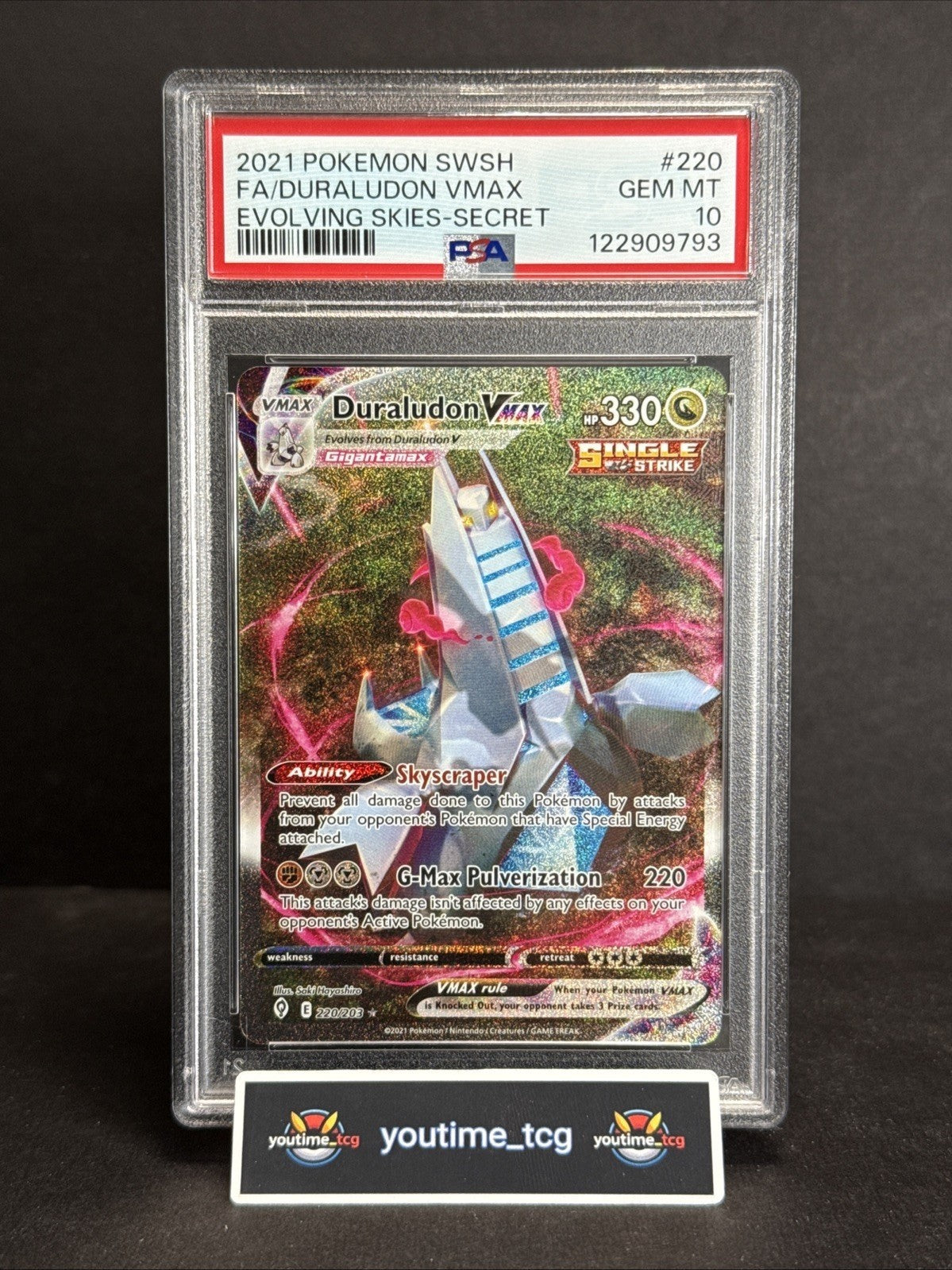 2021 Pokemon Sword & Shield Evolving Skies Fa Secret Duraludon Vmax #220 PSA 10