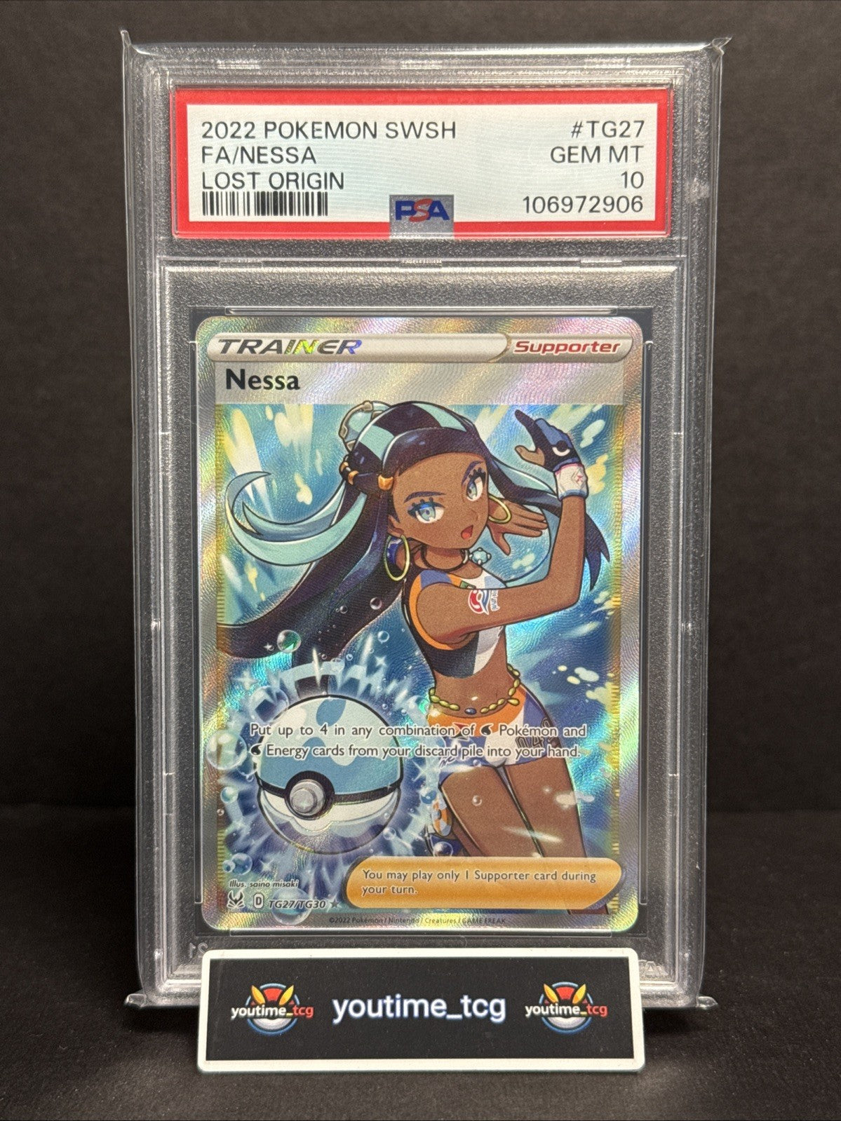 2022 Pokemon Sword & Shield Lost Origin Fa Nessa #TG27 PSA 10