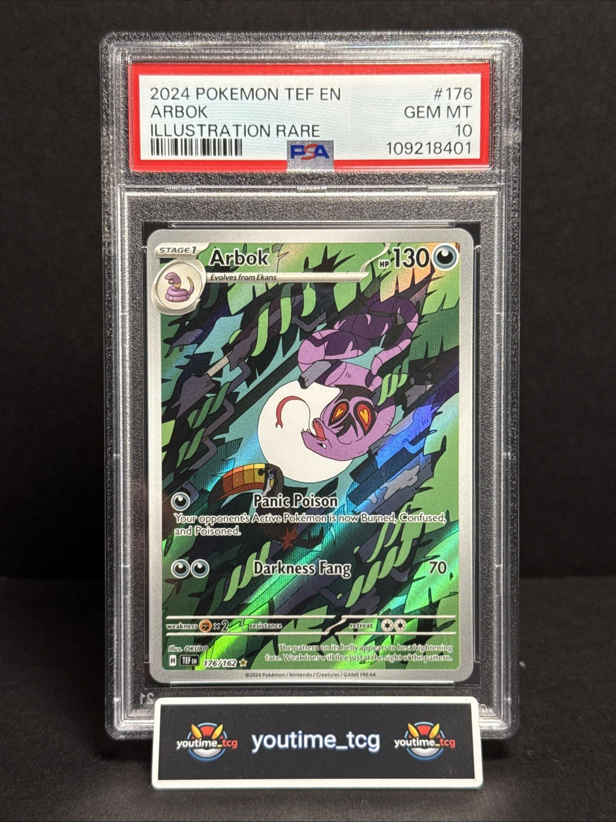 2024 Pokemon Tef En-Temporal Forces Illustration Rare Arbok #176 PSA 10
