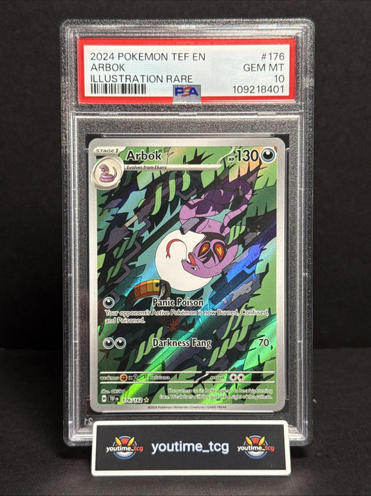 2024 Pokemon Tef En-Temporal Forces Illustration Rare Arbok #176 PSA 10