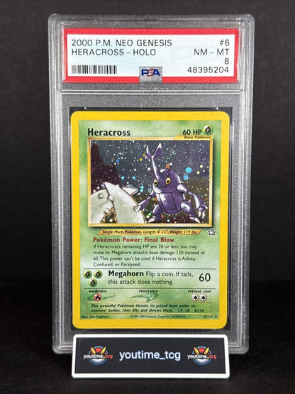 2000 Pokemon Neo Genesis Heracross-Holo #6 PSA 8