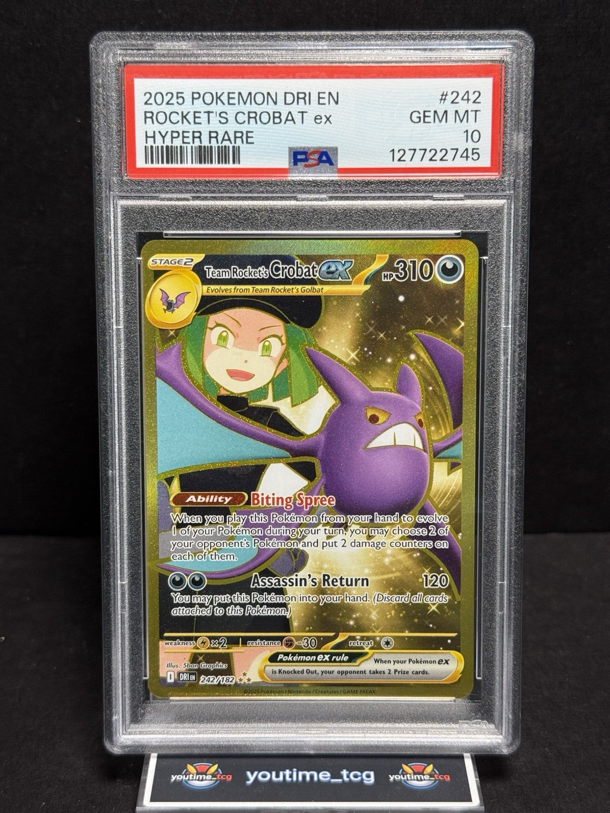 2025 Pokemon Dri En-Destined Rivals Hyper Rare Rocket's Crobat Ex #242 PSA 10