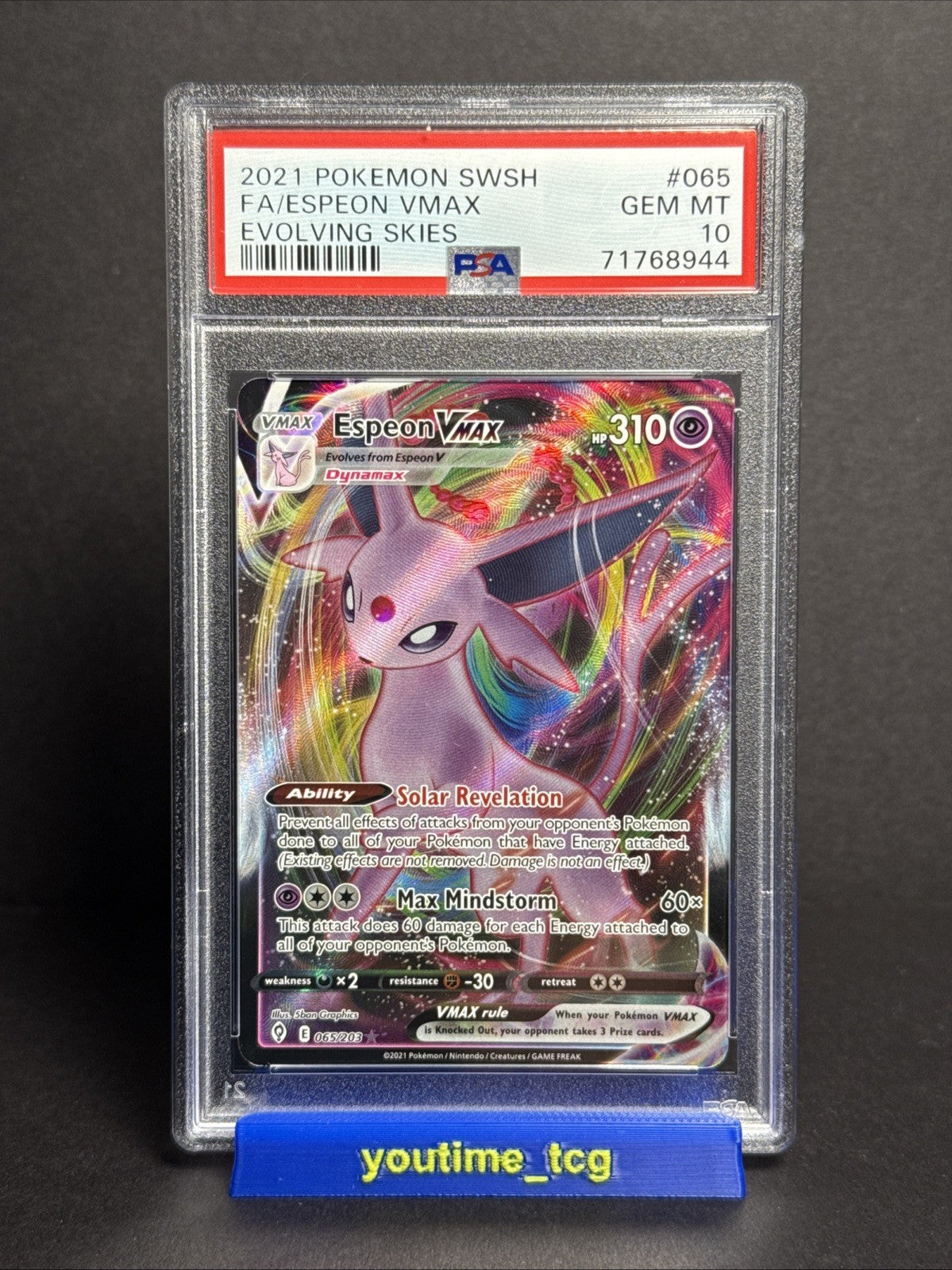 2021 Pokemon Sword & Shield Evolving Skies Fa Espeon Vmax #065 PSA 10